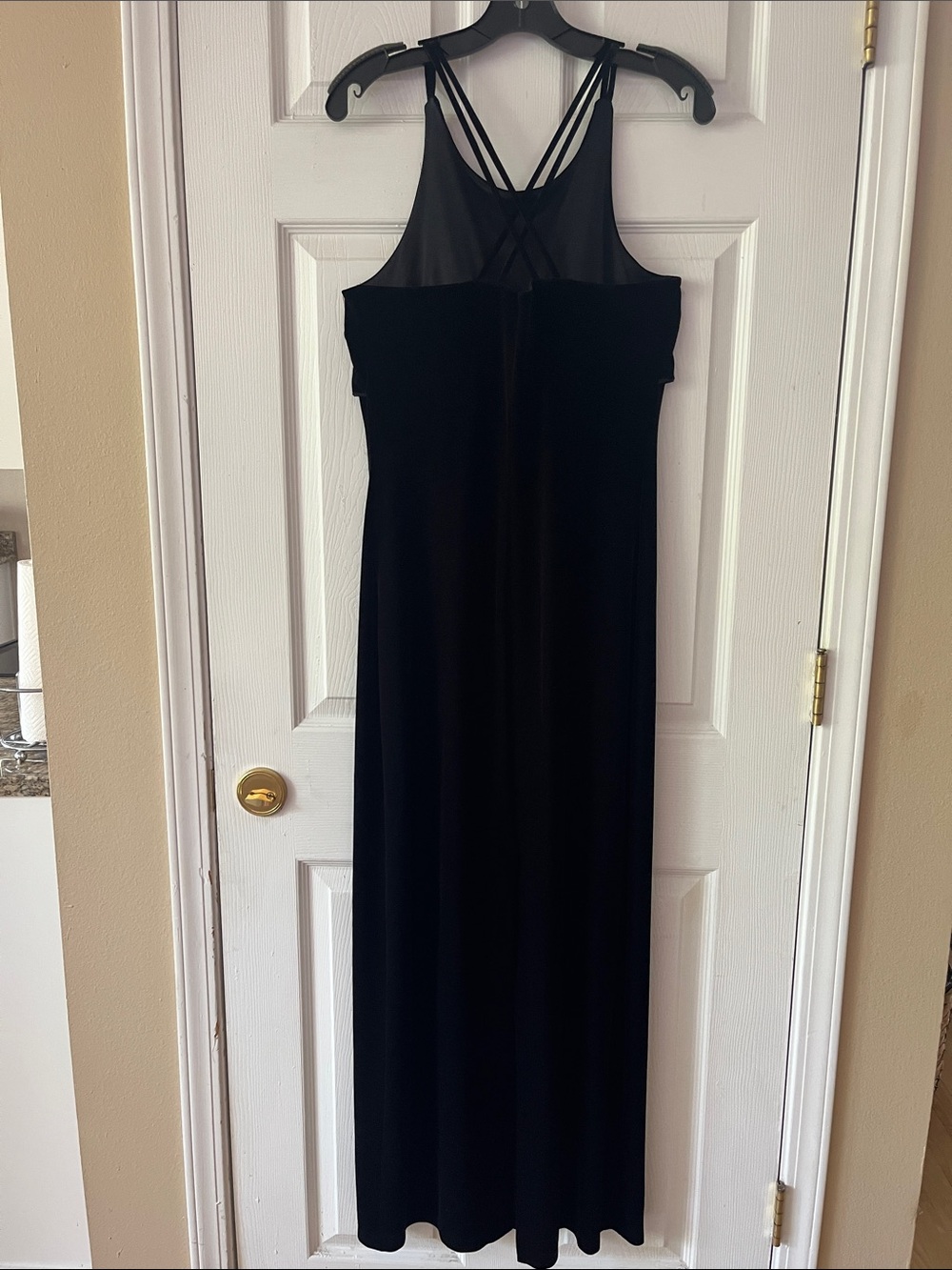 Black Beaded Velvet Maxi Dress with Halter Neck - Picture 3 of 6